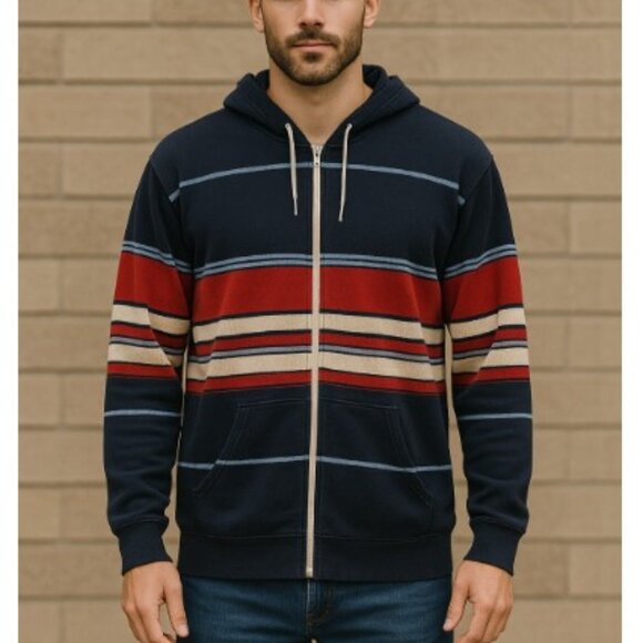 Evolution US 72 Striped Full Zip Hoodie Jacket Vintage Mens Size 2XL - Picture 1 of 7